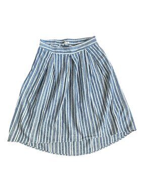 Max Studio A-line Linen Cotton Blend Blue White Skirt US M